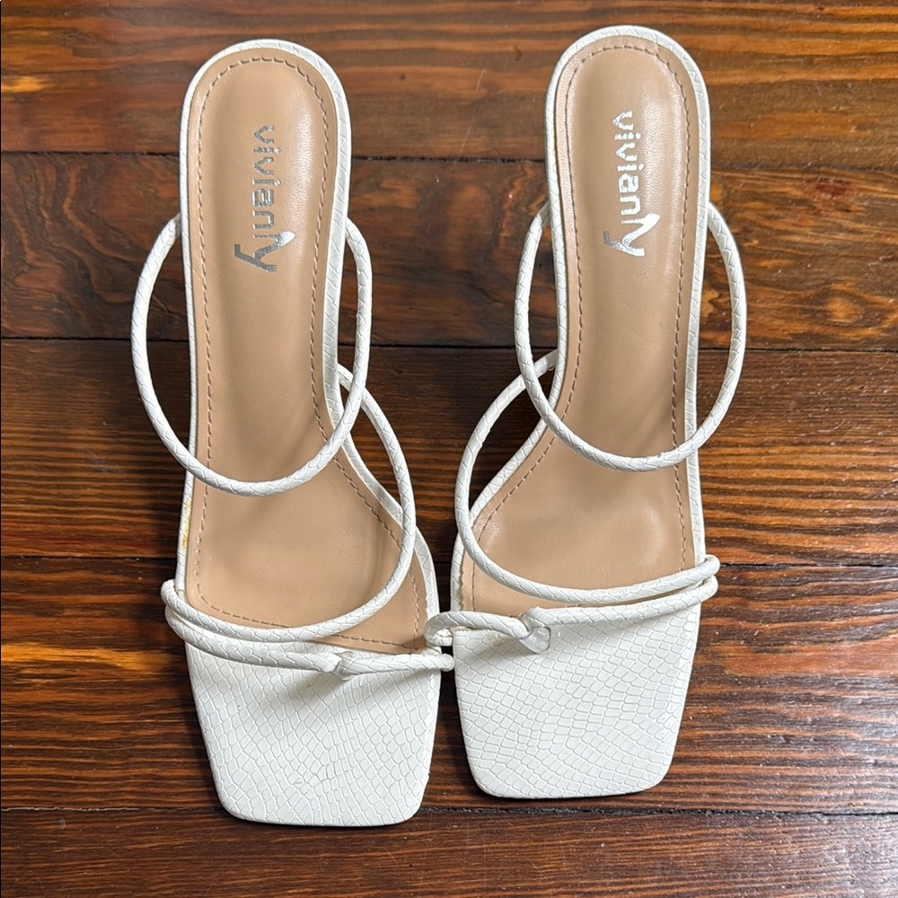 White Strappy Women's Sandal Heels